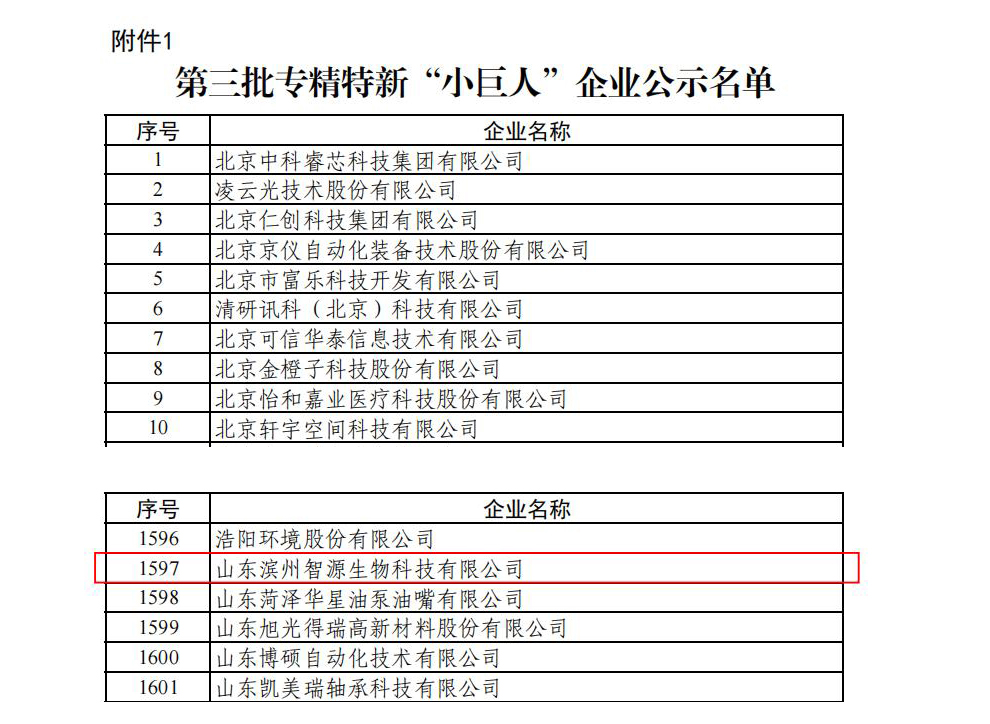 奮斗十一載，“巨人”初長成 ——山東濱州智源生物喜獲國家級專精特新“小巨人”殊榮(圖2)